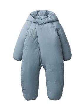 Light Blue Convertible Hooded Fottie Romper